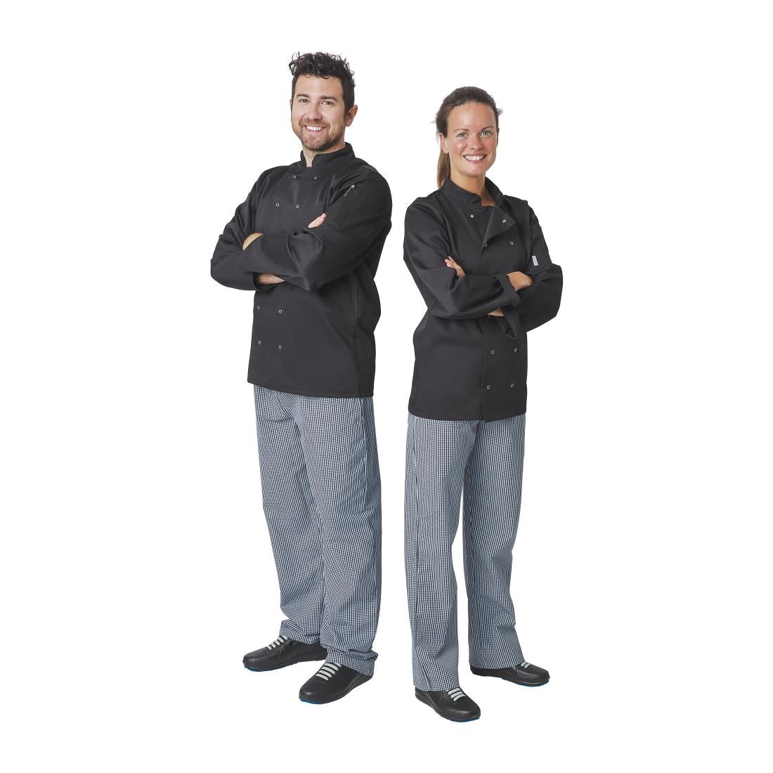 A438-L Whites Vegas Unisex Chefs Jacket Long Sleeve Black L JD Catering Equipment Solutions Ltd