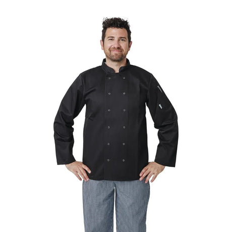 A438 Whites Vegas Unisex Chefs Jacket Long Sleeve Black - JD Catering Equipment Solutions Ltd