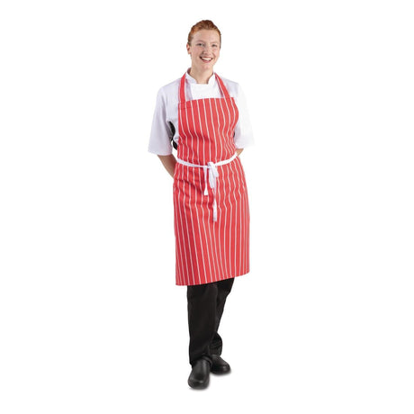 A532 Whites Bib Apron Red And White Stripe JD Catering Equipment Solutions Ltd