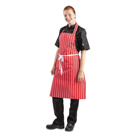 A532 Whites Bib Apron Red And White Stripe JD Catering Equipment Solutions Ltd