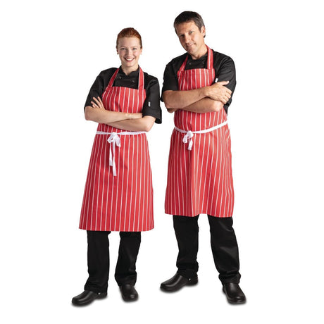 A532 Whites Bib Apron Red And White Stripe JD Catering Equipment Solutions Ltd