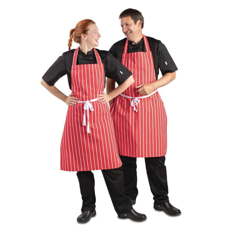 A532 Whites Bib Apron Red And White Stripe JD Catering Equipment Solutions Ltd