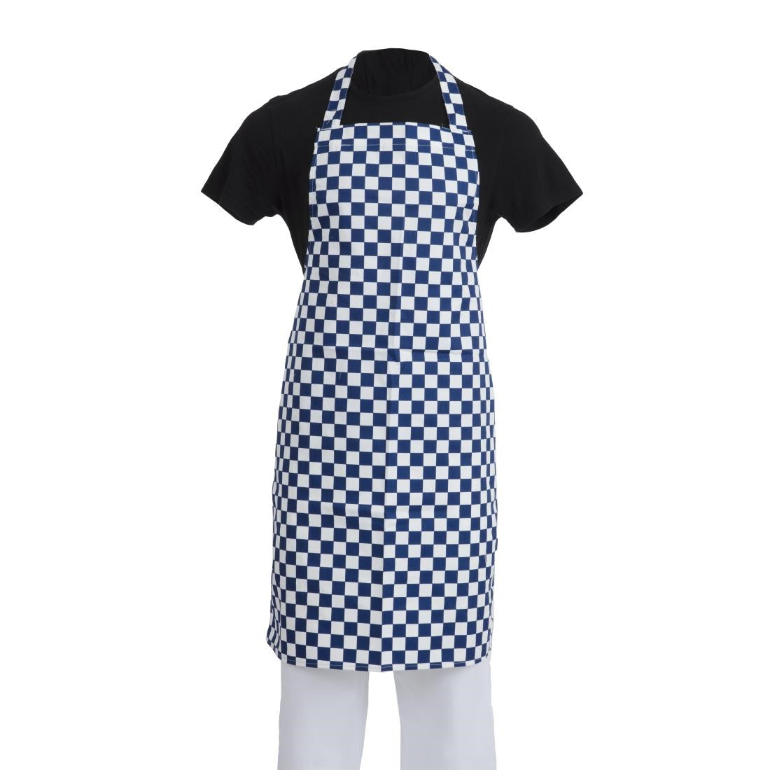 A554 Whites Bib Apron Blue And White Check JD Catering Equipment Solutions Ltd