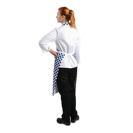 A554 Whites Bib Apron Blue And White Check JD Catering Equipment Solutions Ltd