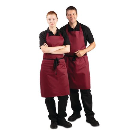 A557 Whites Bib Apron Burgundy JD Catering Equipment Solutions Ltd