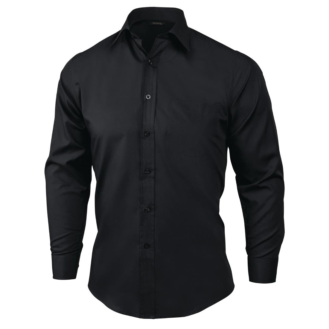 A798-M Chef Works Unisex Long Sleeve Dress Shirt Black M JD Catering Equipment Solutions Ltd