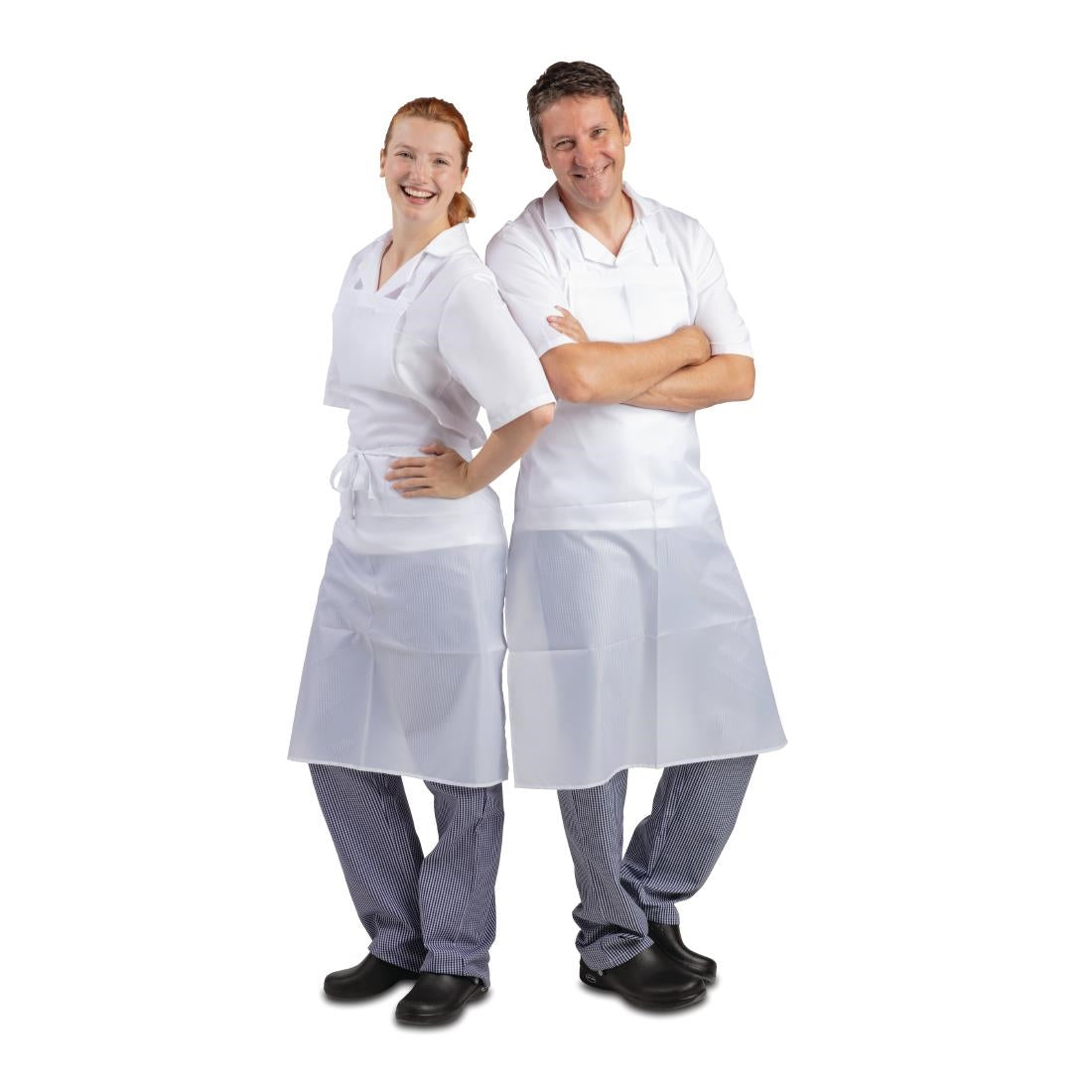A897 Whites Water Resistant Bib Apron White JD Catering Equipment Solutions Ltd