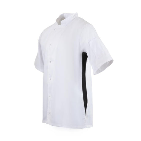 A928-L Whites Nevada Unisex Chefs Jacket Short Sleeve Black and White L JD Catering Equipment Solutions Ltd