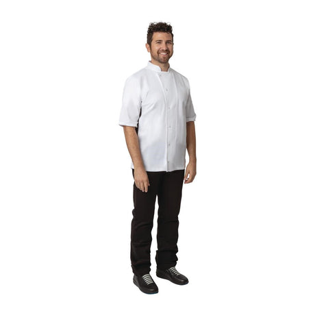 A928-L Whites Nevada Unisex Chefs Jacket Short Sleeve Black and White L JD Catering Equipment Solutions Ltd