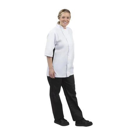 A928-M Whites Nevada Unisex Chefs Jacket Short Sleeve Black and White M - JD Catering Equipment Solutions Ltd