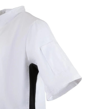 A928-XS Whites Nevada Unisex Chefs Jacket Short Sleeve Black and White XS - JD Catering Equipment Solutions Ltd
