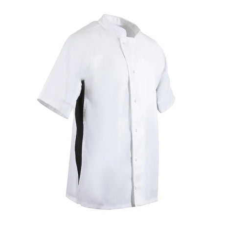 A928-XS Whites Nevada Unisex Chefs Jacket Short Sleeve Black and White XS - JD Catering Equipment Solutions Ltd