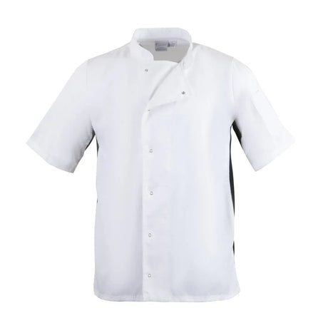 A928-XXL Whites Nevada Unisex Chefs Jacket Short Sleeve Black and White 2XL - JD Catering Equipment Solutions Ltd