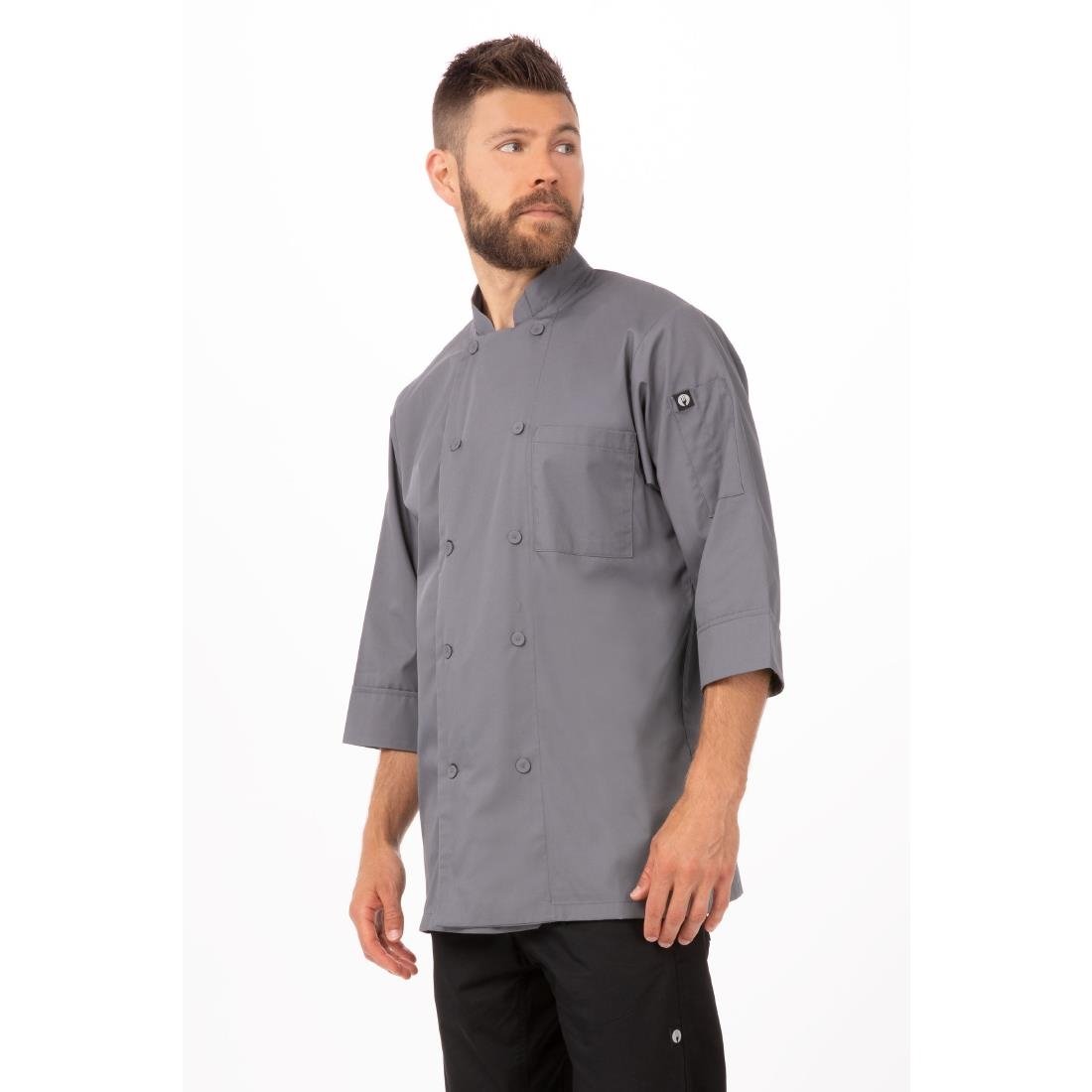 A934-XS Chef Works Unisex Chefs Jacket Grey XS JD Catering Equipment Solutions Ltd