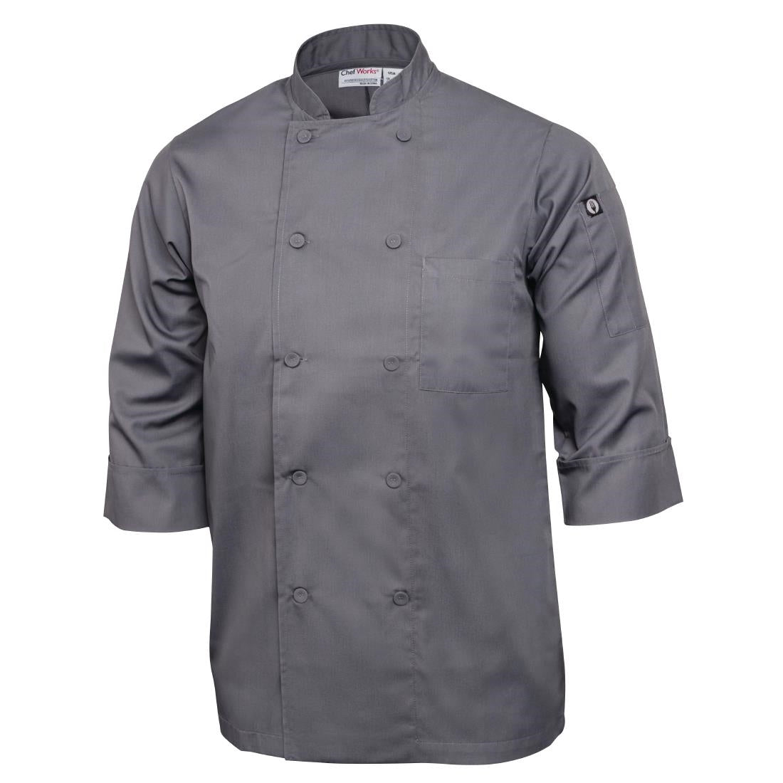 A934-XS Chef Works Unisex Chefs Jacket Grey XS JD Catering Equipment Solutions Ltd