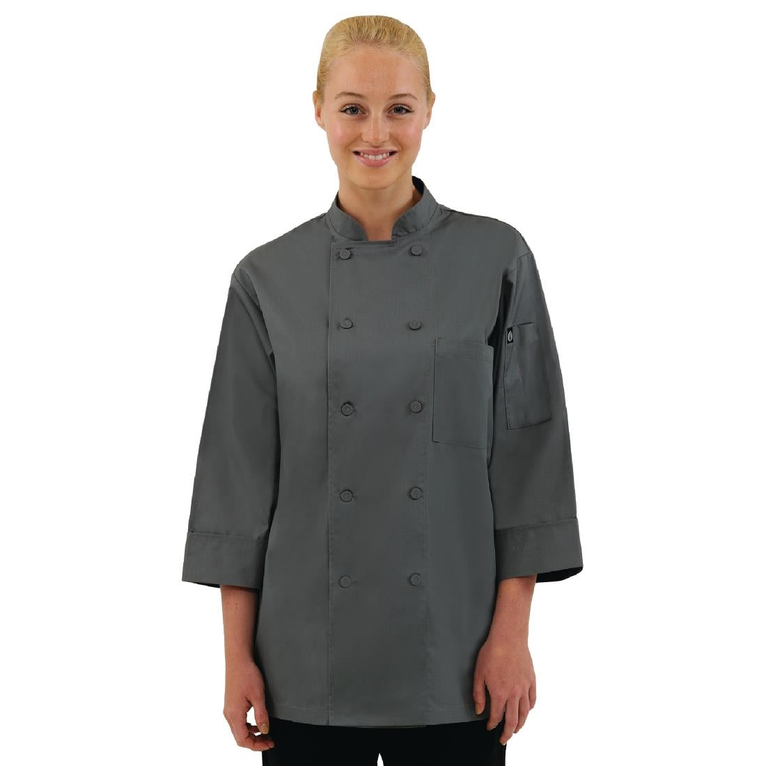 A934-XS Chef Works Unisex Chefs Jacket Grey XS JD Catering Equipment Solutions Ltd