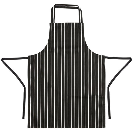 A935 Whites Bib Apron Butchers Stripe Black JD Catering Equipment Solutions Ltd