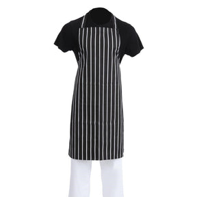 A935 Whites Bib Apron Butchers Stripe Black JD Catering Equipment Solutions Ltd