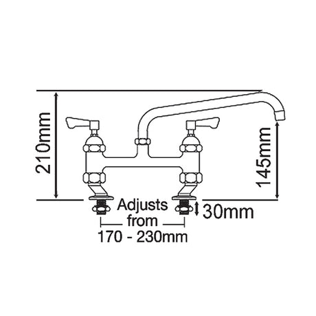 AJ-B-306L AquaJet Twin Mixer Tap with Lever control and 150mm Swivel Spout
