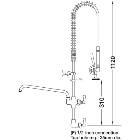 Mechline AquaJet Pre-rinse AJPR15-ST-BF3-S  AJPR15 base / STANDARD style / BF3 bowl filler / STANDARD gun