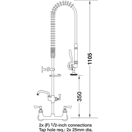 AquaJet AJPR40-ST-BF1-S AquaJet Pre-Rinse Spray. AJPR40 base / STANDARD style / BF1 bowl filler / STANDARD gun