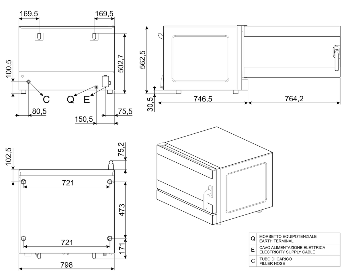 Smeg Convection Oven - 4 trays 600x400 - ALFA425H-2