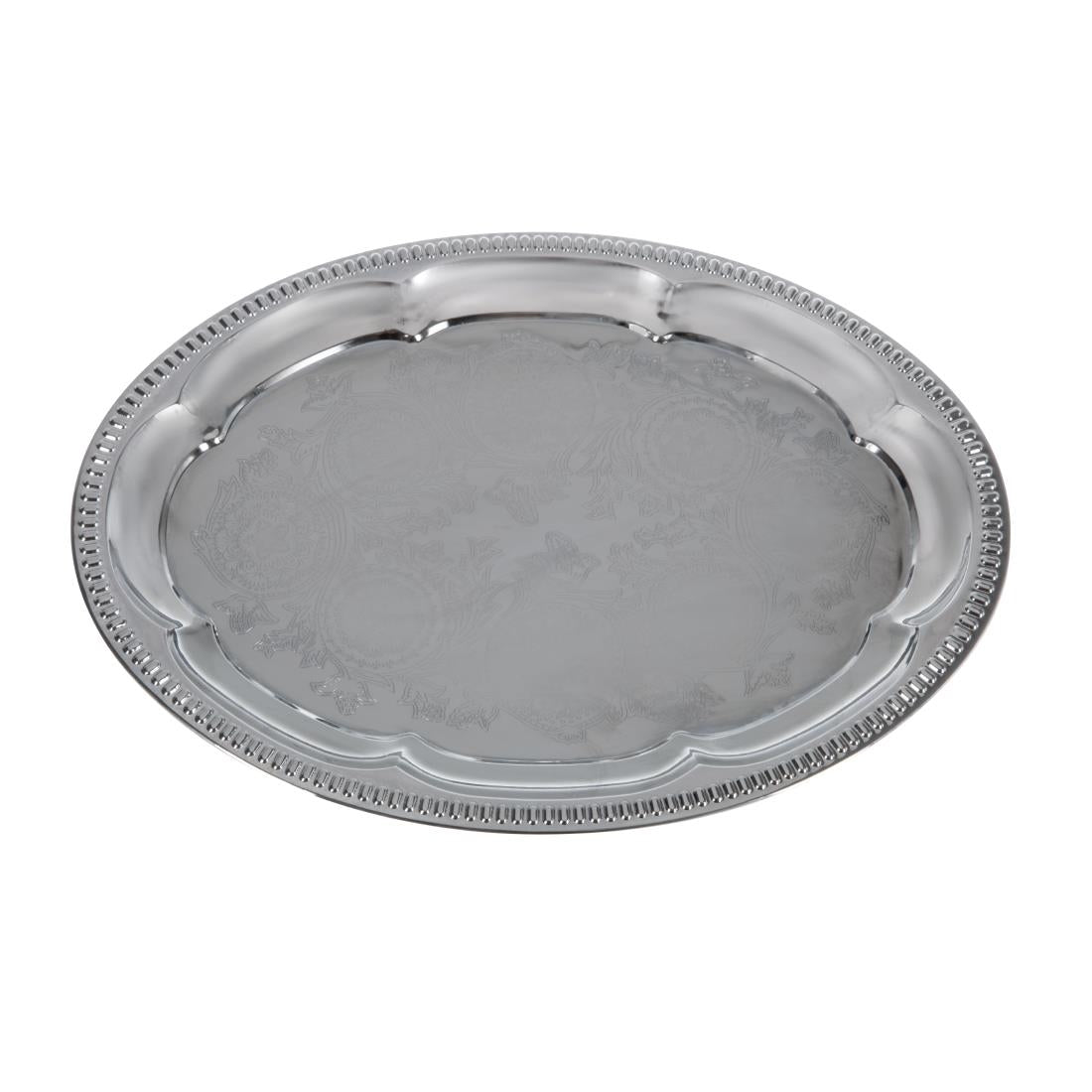 APS Chrome-Plated Stainless Steel Oval Tea Tray 300mm JD Catering Equipment Solutions Ltd