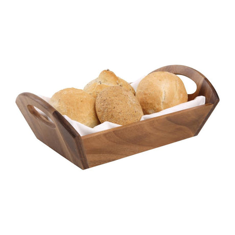 Acacia Wood Bread Basket with Handles JD Catering Equipment Solutions Ltd