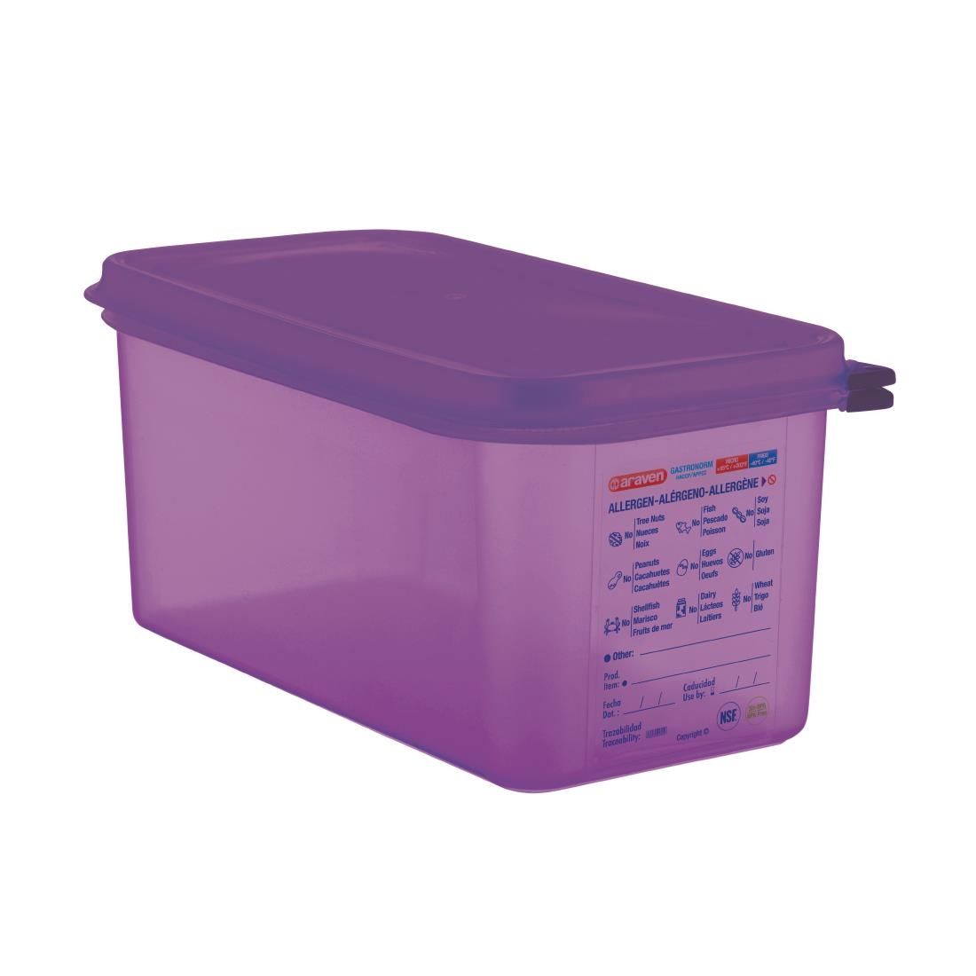 Araven Allergen Polypropylene 1/3 Gastronorm Food Container Purple 6Ltr JD Catering Equipment Solutions Ltd