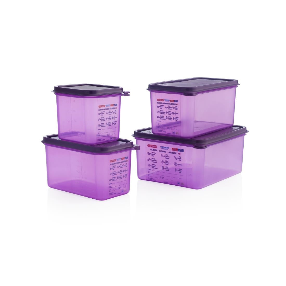 Araven Allergen Polypropylene 1/4 Gastronorm Food Storage Container Purple 4.3L JD Catering Equipment Solutions Ltd