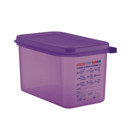 Araven Allergen Polypropylene 1/4 Gastronorm Food Storage Container Purple 4.3L JD Catering Equipment Solutions Ltd