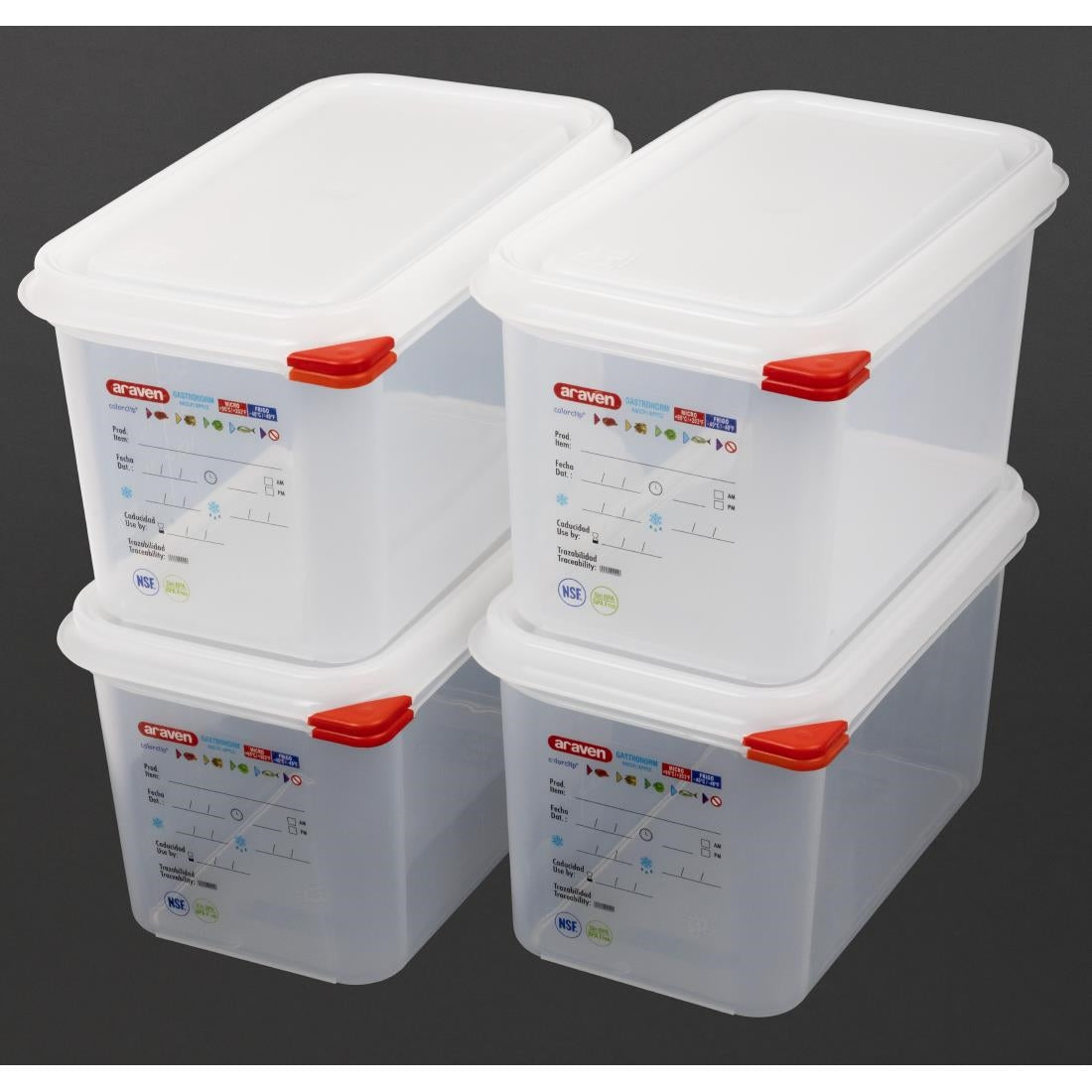Araven Polypropylene 1/4 Gastronorm Food Containers 4.3Ltr (Pack of 4) JD Catering Equipment Solutions Ltd