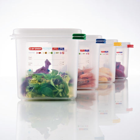 Araven Polypropylene 1/6 Gastronorm Food Containers 2.6Ltr (Pack of 4) JD Catering Equipment Solutions Ltd