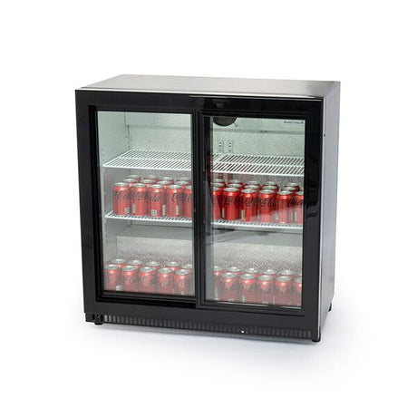 Arctica Bar & Display Bottle Cooler - 2 Sliding Doors - Black HEC818 JD Catering Equipment Solutions Ltd