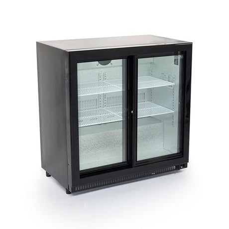 Arctica Bar & Display Bottle Cooler - 2 Sliding Doors - Black HEC818 JD Catering Equipment Solutions Ltd