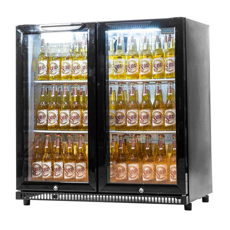 Arctica Double Hinged-Door Bottle Cooler - Black JD Catering Equipment Solutions Ltd