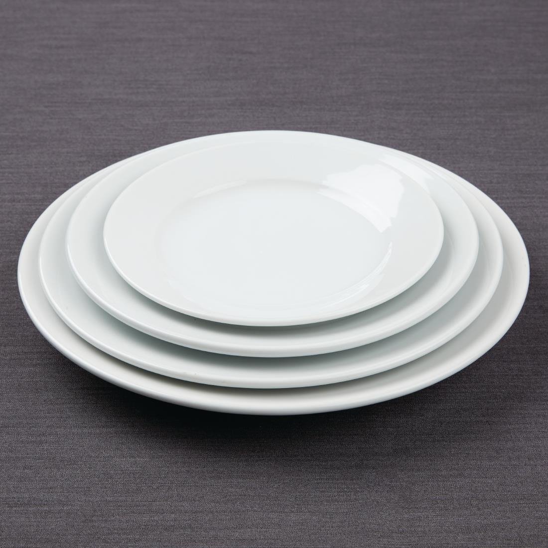 Athena Hotelware Wide Rimmed Plates 254mm (Pack of 12) JD Catering Equipment Solutions Ltd