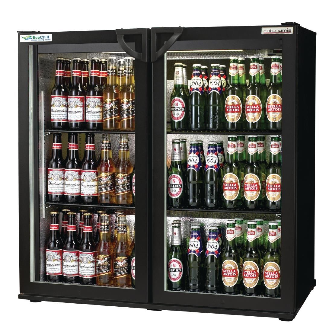 Autonumis EcoChill Double Hinged Door Maxi Back Bar Cooler, Black A21096 JD Catering Equipment Solutions Ltd