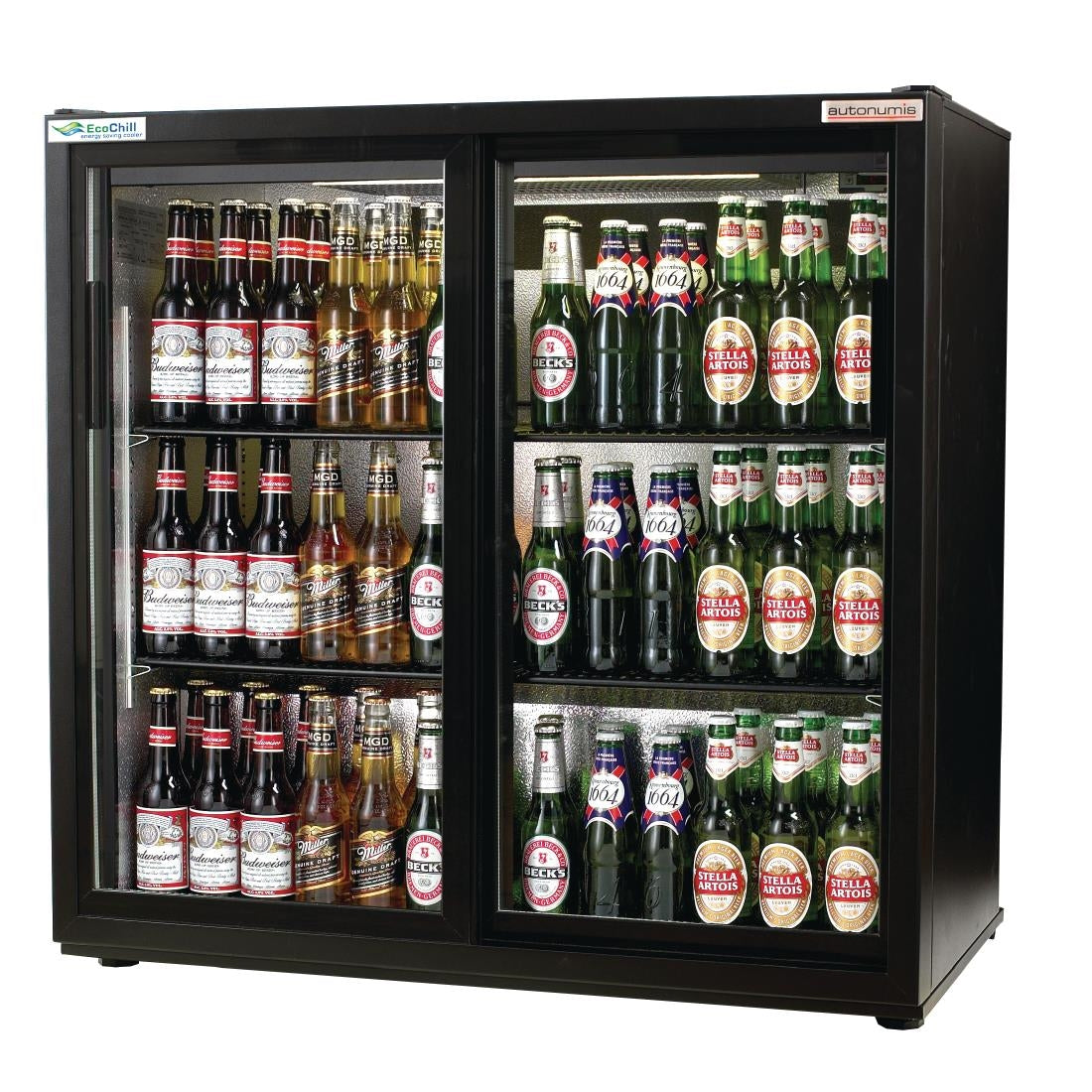 Autonumis EcoChill Double Sliding Door 3Ft Back Bar Cooler Black A215191 JD Catering Equipment Solutions Ltd