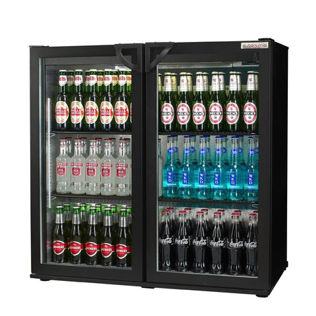 Autonumis Popular Double Hinged Door Maxi Back Bar Cooler Black A21089 JD Catering Equipment Solutions Ltd