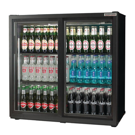 Autonumis Popular Double Sliding Door 3Ft Back Bar Cooler Black A215186 JD Catering Equipment Solutions Ltd