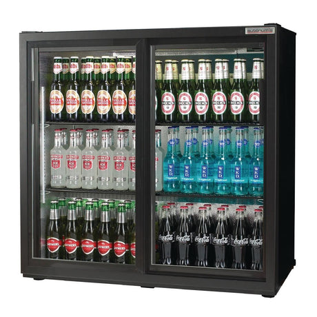 Autonumis Popular Double Sliding Door Maxi Back Bar Cooler Black A21094 JD Catering Equipment Solutions Ltd