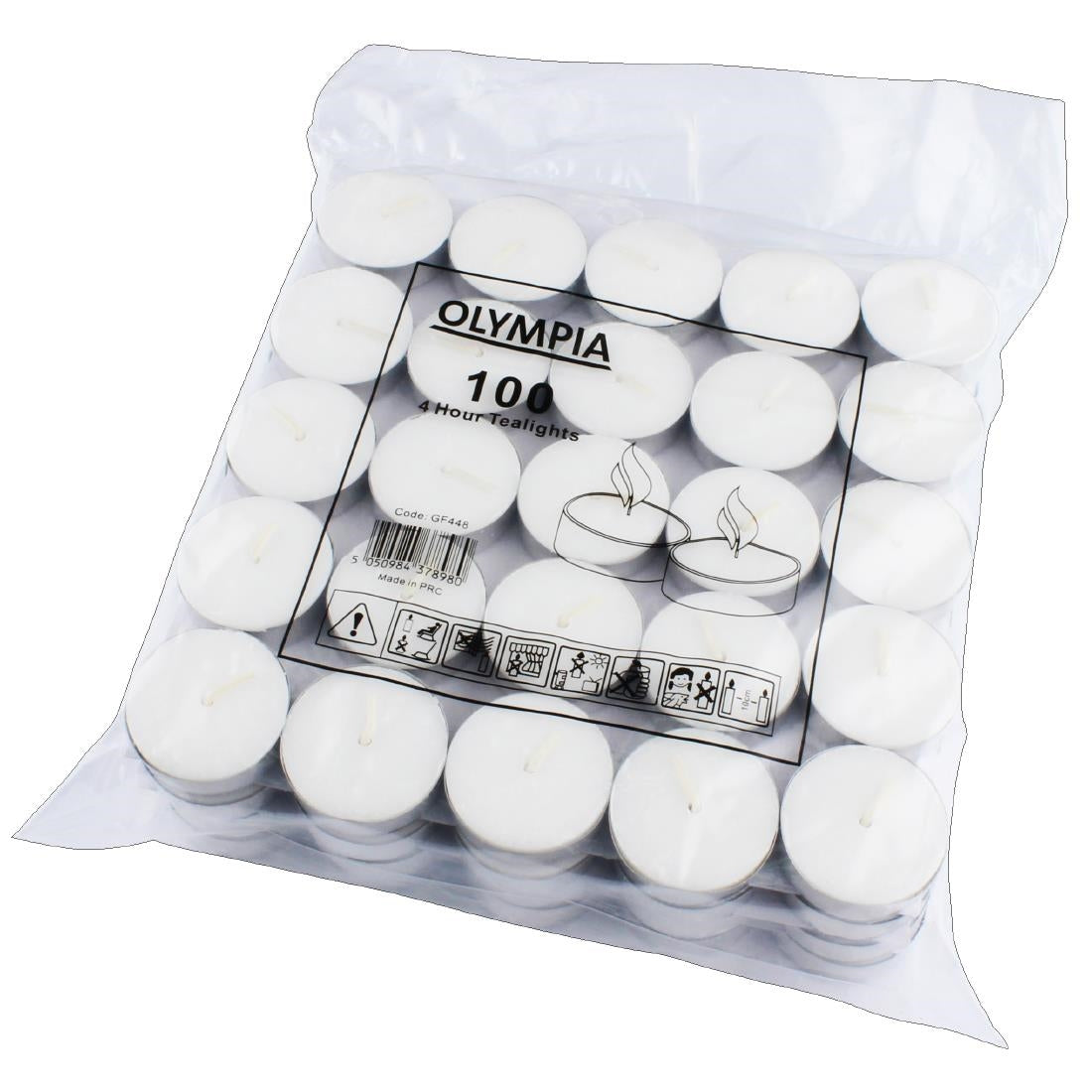 (Availability 22/02/24) GF448 Olympia 4 Hour Tealights (Pack of 100) JD Catering Equipment Solutions Ltd