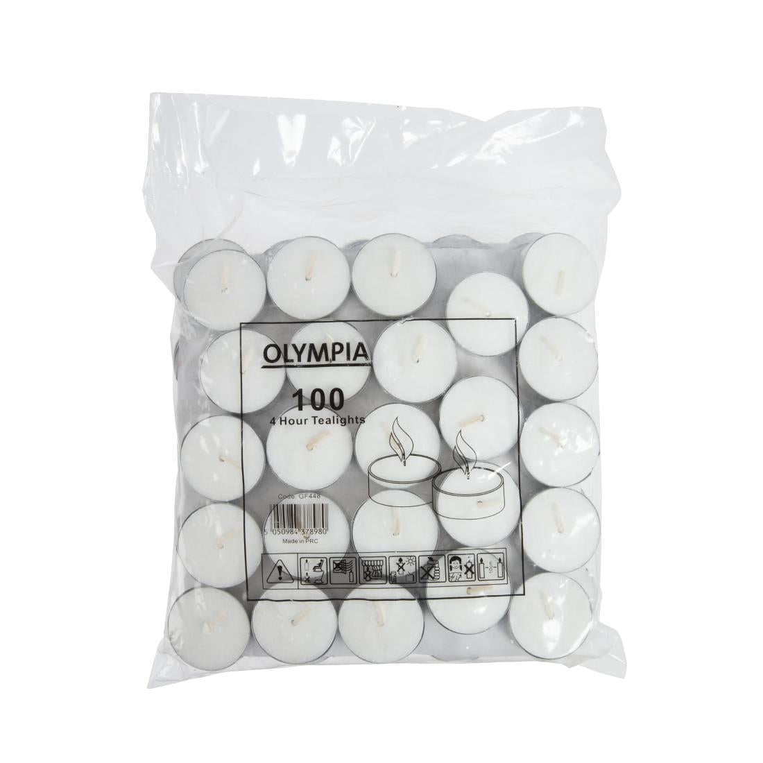 (Availability 22/02/24) GF448 Olympia 4 Hour Tealights (Pack of 100) JD Catering Equipment Solutions Ltd