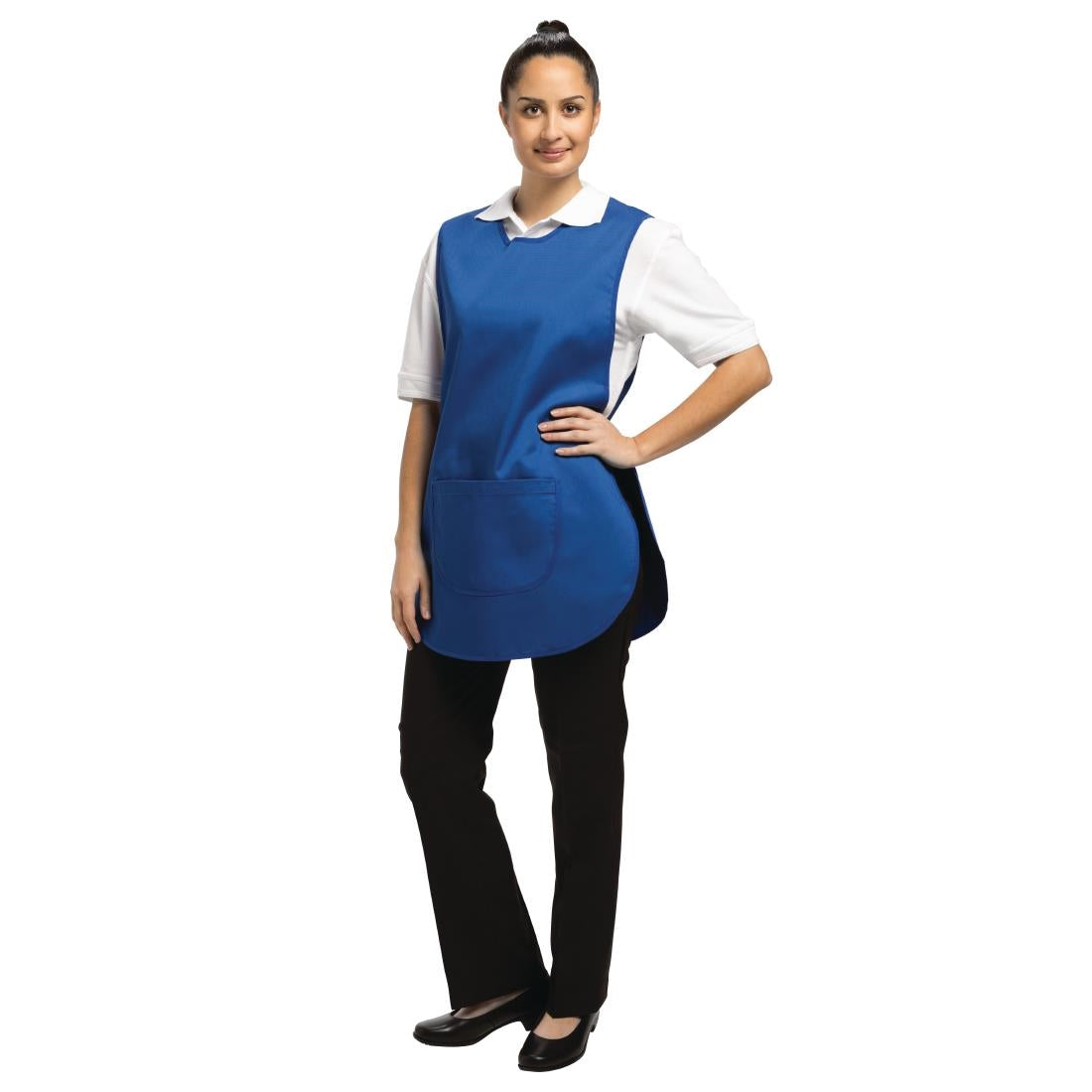 B043 Whites Tabard With Pocket Royal Blue JD Catering Equipment Solutions Ltd