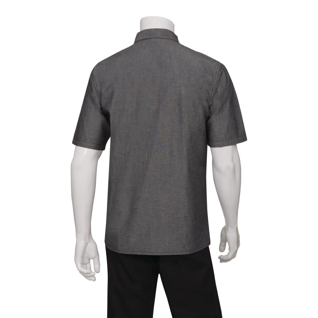 B075-L Chef Works Unisex Detroit Denim Short Sleeve Shirt Black L JD Catering Equipment Solutions Ltd