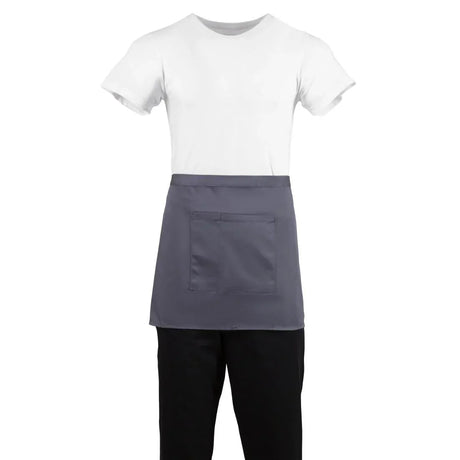 B157 Whites Short Bistro Apron Charcoal - JD Catering Equipment Solutions Ltd