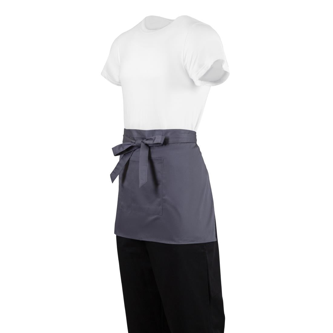 B157 Whites Short Bistro Apron Charcoal JD Catering Equipment Solutions Ltd