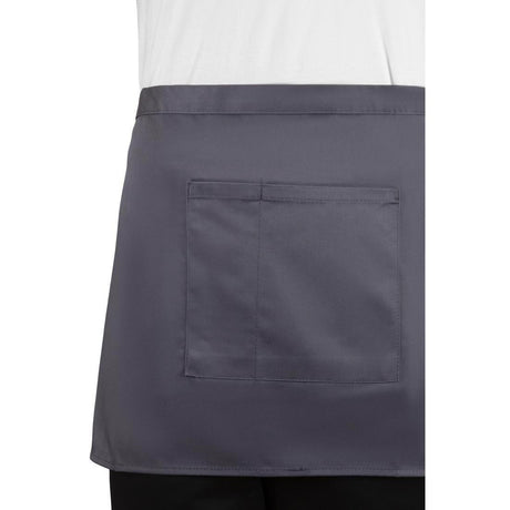 B157 Whites Short Bistro Apron Charcoal - JD Catering Equipment Solutions Ltd
