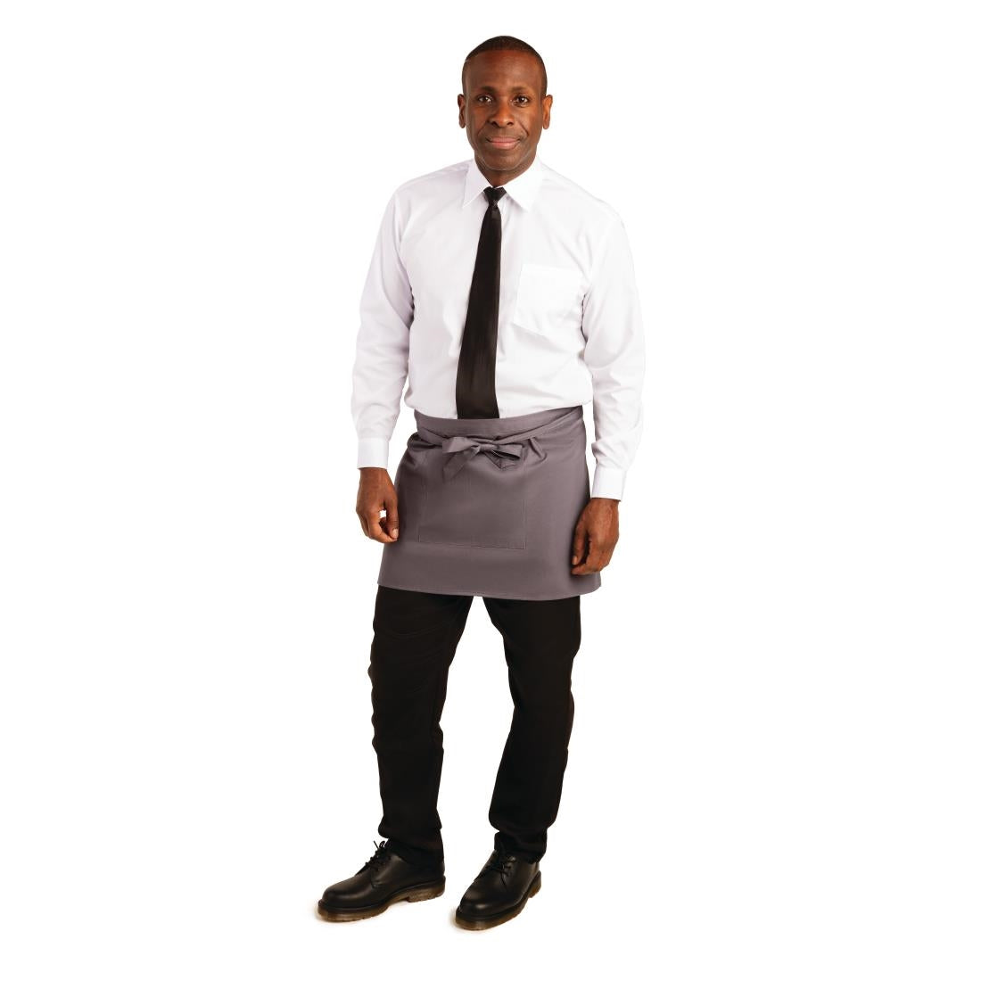 B157 Whites Short Bistro Apron Charcoal JD Catering Equipment Solutions Ltd